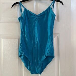 Turquoise spaghetti strap twist back leotard size M